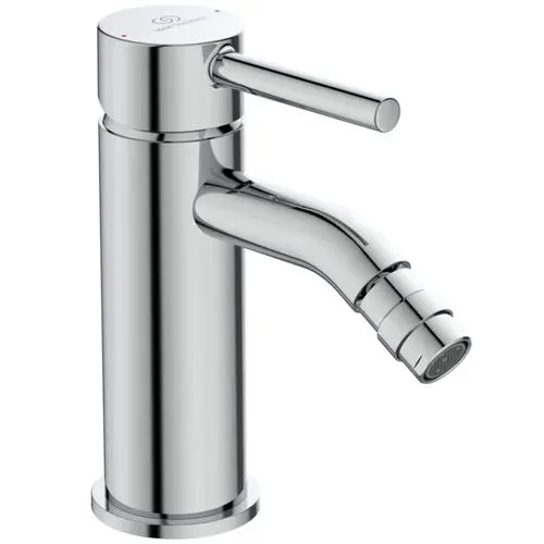 Ideal Standard Bidetarmatur aus verchromtem Material mit einem langen Auslauf und einem seitlichen Hebel zum Regulieren des Wasserflusses.